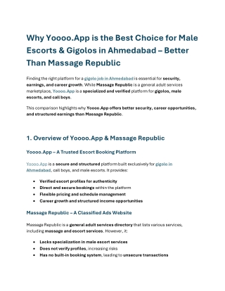Why Yoooo.App is the Best Choice for Male Escorts & Gigolos in Ahmedabad – Better Than Massage Republic