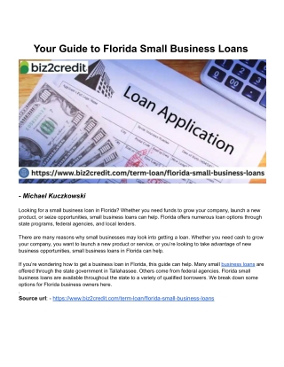 Your Guide to Florida Small Business Loans