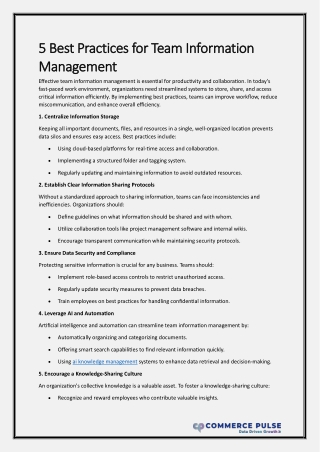 5 Best Practices for Team Information Management