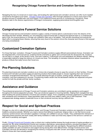 Recognizing Chicago Funeral Service and Cremation Solutions