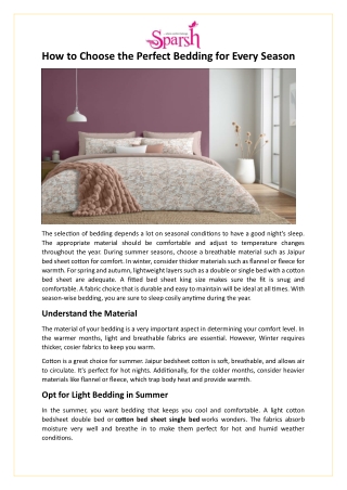 How to Choose the Perfect Bedding for Every Season