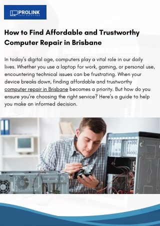 How to Find Affordable and Trustworthy Computer Repair in Brisbane