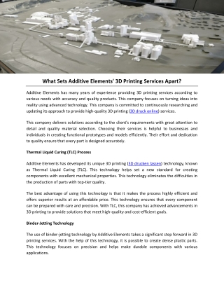What Sets Additive Elements' 3D Printing Services Apart