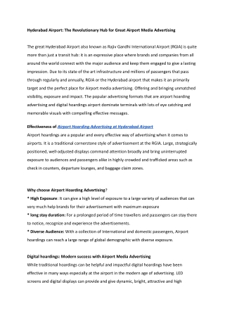 Hyderabad Airport: The Revolutionary Hub for Great Airport Media Advertising