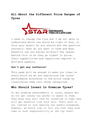 All About the Different Price Ranges of Tyres (1)