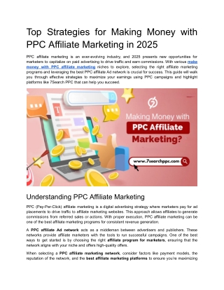 Top Strategies for Making Money with PPC Affiliate Marketing in 2025
