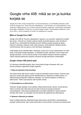 Google virhe 408: mikä se on ja kuinka korjata se