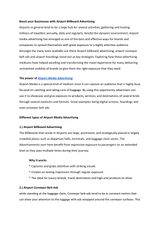 Boost your Businesses with Airport Billboard Advertising