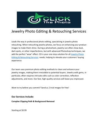 Premium Jewelry Photo Retouching Services | Perfect Shine