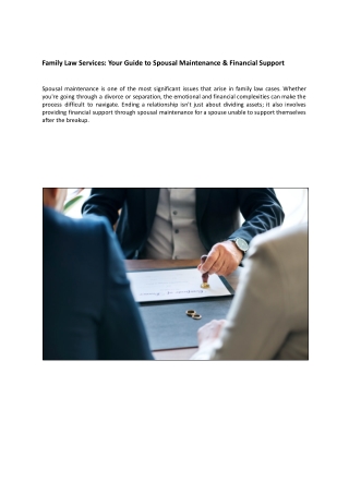 Family Law Services: Your Guide to Spousal Maintenance & Financial Support