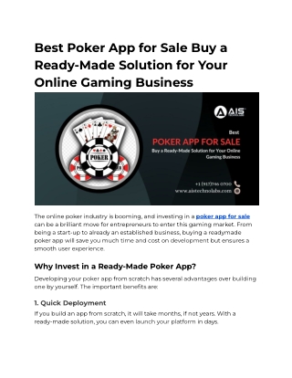 Best Poker App for Sale Buy a Ready-Made Solution for Your Online Gaming Business