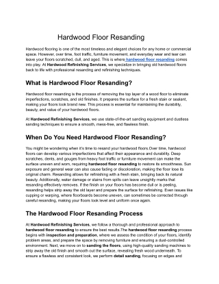 Hardwood Floor Resanding