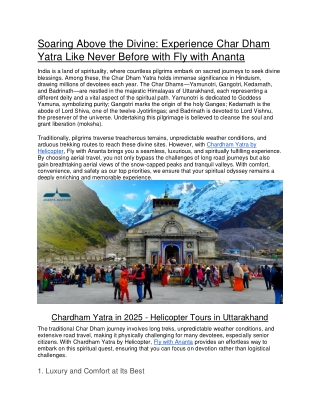 Chardham Yatra by Helicopter