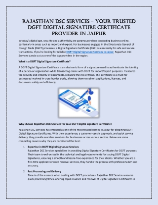 Rajasthan DSC Services