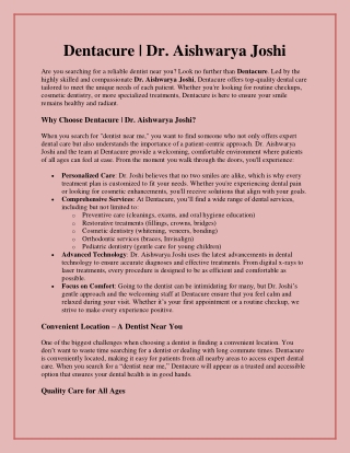 Dentacure | Dr. Aishwarya Joshi