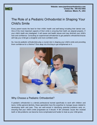 The Role of a Pediatric Orthodontist in Shaping Your Child