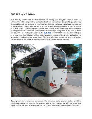 BUS APP by MYLO Ride