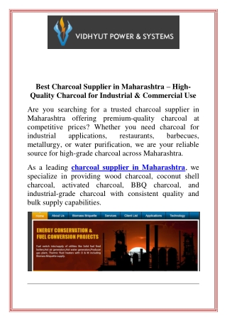Best Charcoal Supplier in Maharashtra High-Quality Charcoal for Industrial & Commercial Use