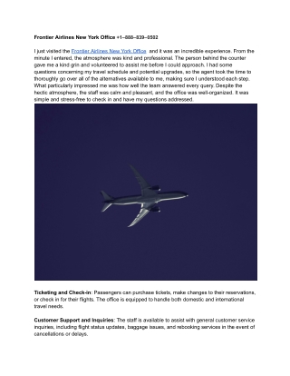 Frontier Airlines New York Office  1–888–839–0502