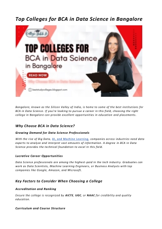 Top Colleges for BCA in Data Science in Bangalore