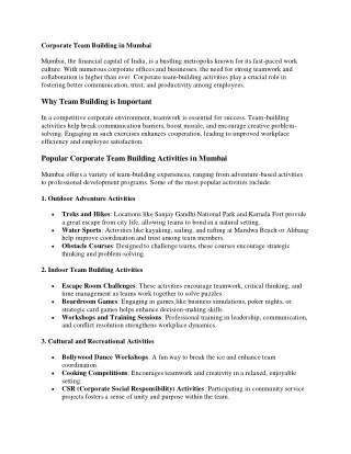 Corporate Team Building in Mumbai