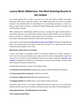 Best Places To Stay In Jim Corbett - Hriday Bhoomi Resort