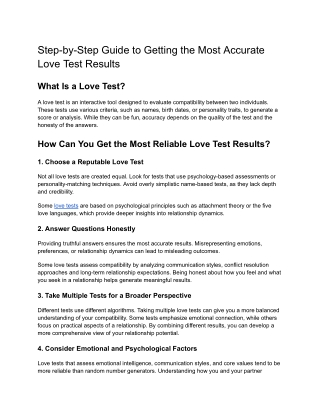 Step-by-Step Guide to Getting the Most Accurate Love Test Results
