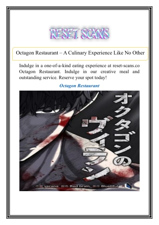 Octagon Restaurant – A Culinary Experience Like No Other