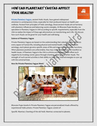 How Can Planetary Yagyas Affect Your Health?