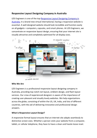 Responsive Layout Designing Company in Australia