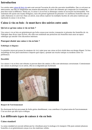 Caisse à vin en bois : le must-have des soirées entre amis