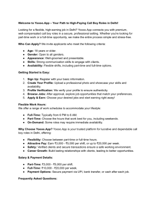 Welcome to Yoooo.App – Your Path to High-Paying Call Boy Roles in Delhi!