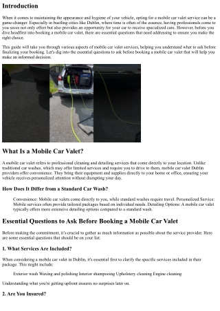 Essential Questions to Ask Before Booking a Mobile Car Valet