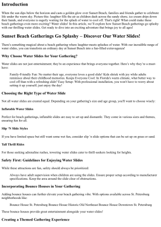 “Sunset Beach Gatherings Go Splashy – Discover Our Water Slides!”