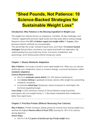 Shed Pounds, Not Patience 10 Science-Backed Strategies for Sustainable Weight Loss