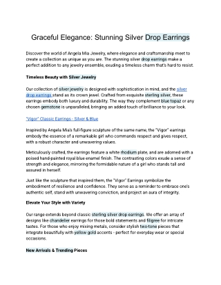 Graceful Elegance_ Stunning Silver Drop Earrings