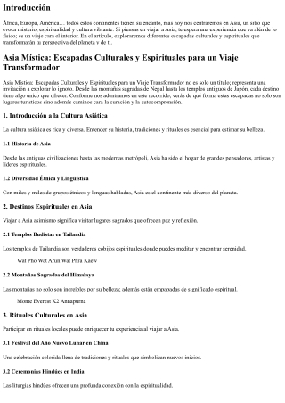 Asia Espiritual: Escapadas Tradicionales y De Conexión para un Trayecto Enriquec