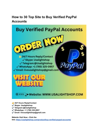 How to 30 Top Site to Buy Verified PayPal Accounts