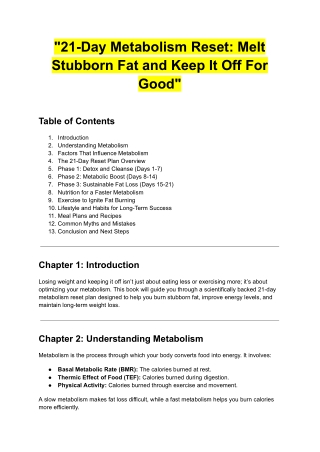 21-Day Metabolism Reset Melt Stubborn Fat and Keep It Off For Good