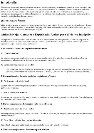 África Salvaje: Exploraciones y Vivencias Únicas para el Viajero Intrépido