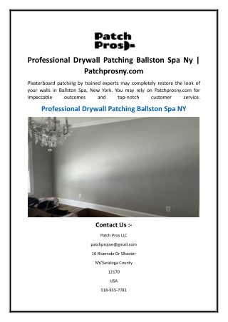 Professional Drywall Patching Ballston Spa Ny  Patchprosny.com