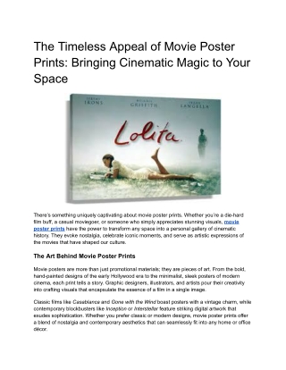 The Timeless Charm of Movie Posters for Sale A Collector’s Delight