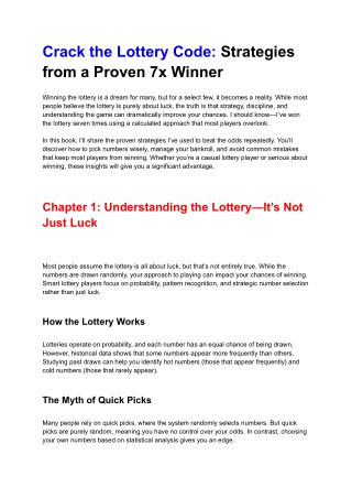 Crack the Lottery Code- Strategies from a Proven 7x Winner--