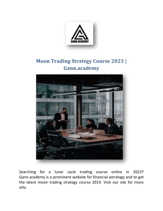 Moon Trading Strategy Course 2023 | Gann.academy
