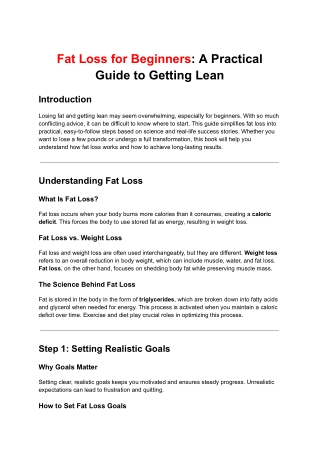 Fat Loss for Beginners_ A Practical Guide to Getting Lean