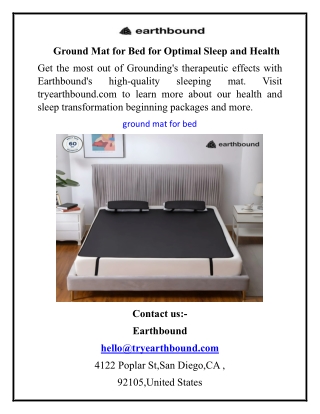 Ground Mat for Bed for Optimal Sleep and Health