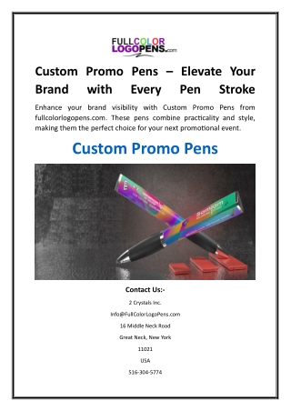 Custom Promo Pens – Elevate Your Brand with Every Pen Stroke