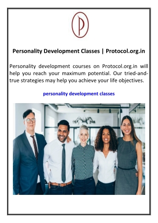 Personality Development Classes Protocol.org.in
