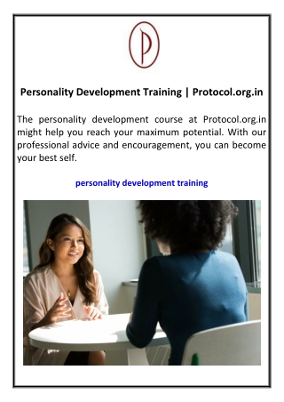 Personality Development Training  Protocol.org.in