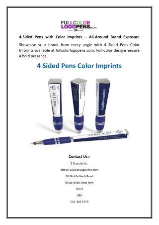 4-Sided Pens with Color Imprints – All-Around Brand Exposure